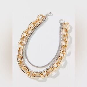 Urban Outfitters Bianca Gold & Silver Unisex Statement Layering Necklace NWT